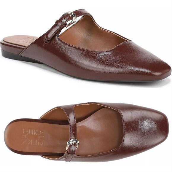 Naturalizer Apple Mary Jane Mule Flats Slip On Size 7.5 Brown Faux Leather NEW - Picture 1 of 9